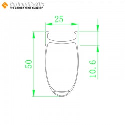 700C 50x25mm Clincher Alloy Brake Surface Carbon Road Bike Rim